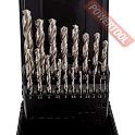 Набор спиральных сверл по металлу HSS-G 1-10х12-87 мм цилиндрический хвостовик 19 шт D.BOR DIN338 DE W-011-141019108D-T