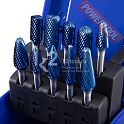 Набор борфрез твердосплавных с покрытием Blue-Tec 10/12 мм насечка HP-3 10 шт LENZ LZBS 030 C3